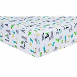 Trend Lab Dinosaurs Around The World Jersey Fitted Crib Sheet