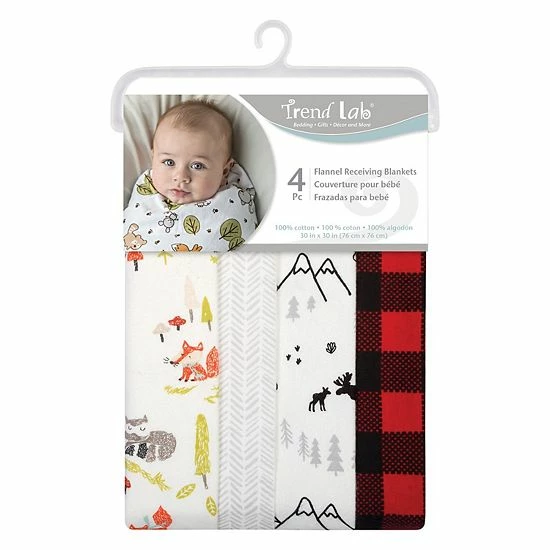 Trend Lab Buffalo Check Woodland 4 Pack Flannel Blankets 3 Trend Lab Buffalo Check Woodland 4 Pack Flannel Blankets
