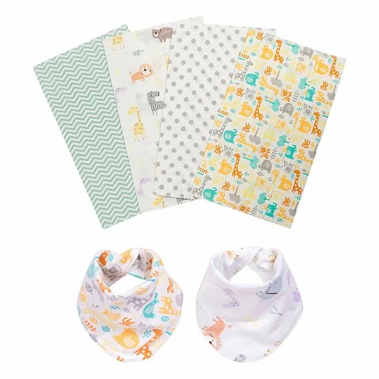 Trend Lab Mint Jungle 6-Piece Bib & Burp Cloth Set 3 Trend Lab Mint Jungle 6-Piece Bib & Burp Cloth Set