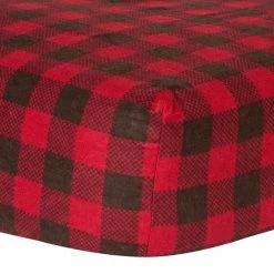 Trend Lab Flannel Crib Sheet Brown Red Check