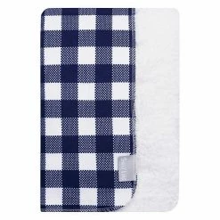 Trend Lab Navy & White Buffalo Check Flannel & Faux Shearling Baby Blanket