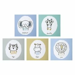 Trend Lab Safari Yearbook 5 Pack Canvas Wall Art Set