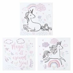 Trend Lab Magical Unicorn 3 Pack Canvas Wall Art Set