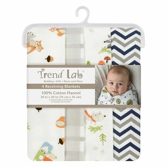 Trend Lab Woodsy Gnomes 4-Pack Flannel Blankets 4 Trend Lab Woodsy Gnomes 4-Pack Flannel Blankets - Image 2