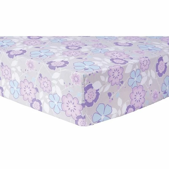Trend Lab Print Crib Sheet Purple Floral 3 Trend Lab Print Crib Sheet Purple Floral
